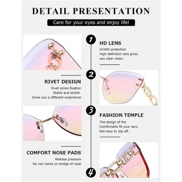 AEVOGUE Sunglasses For Women Oversized Rimless main image 6